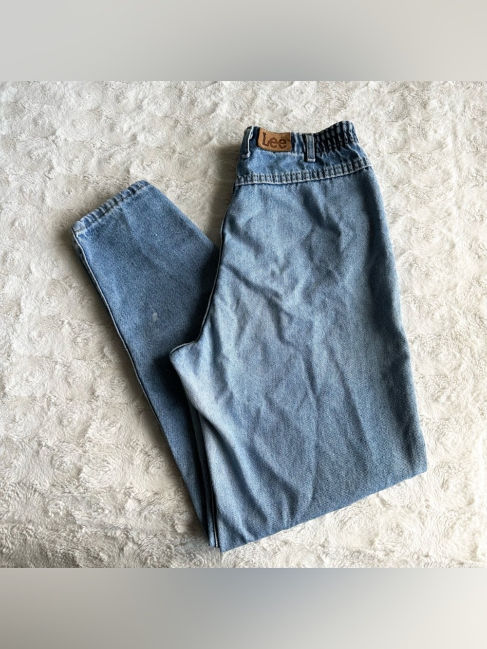 Vintage Lee Jeans Womens 12 (30x30) Light Wash Bare Back Faded V Yoke Western